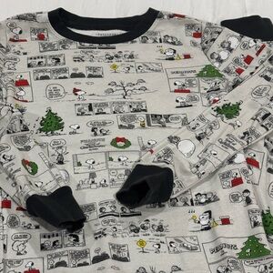 Pottery Barn Kids Peanuts Christmas Cartoon Pajama Set - Black, Green, Red